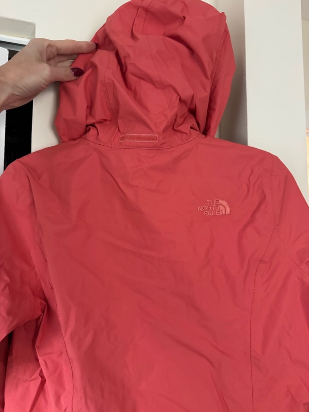 The North Face Coral-Red Hooded Rain Jacket - Picture 4 of 10